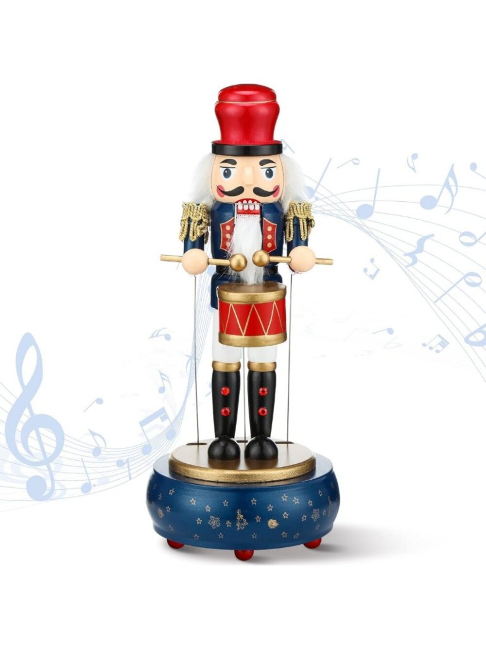 Vintage Wooden Nutcracker Music Box Toy - Retro Soldier Decor, Holiday Gift